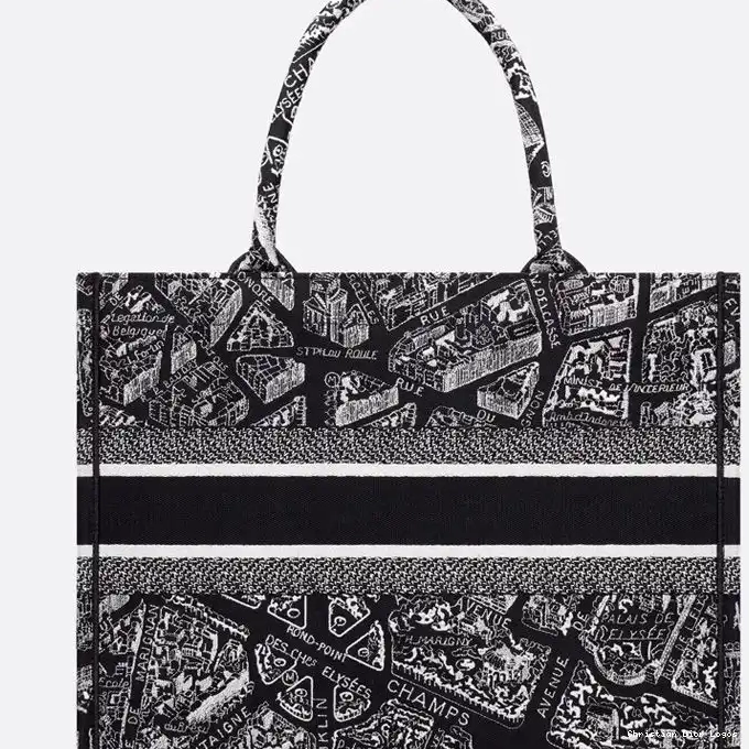 Cheap Tote Motif Plan Book Canvas Black Paris de Dior 0323 Luxury